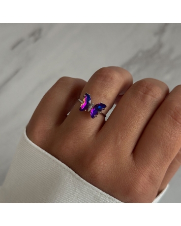 ( AN422 ) Anillos Mariposa Violeta Tornasol