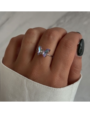 ( AN423 ) Anillos Mariposa Lila Tornasol