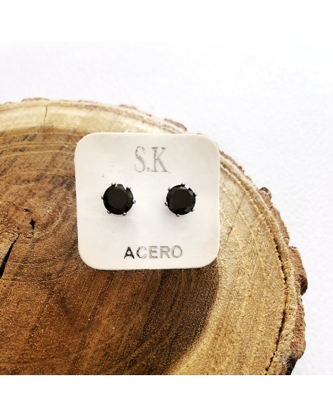 ( AR303N ) Aros Cubic Círculo Negro 6mm