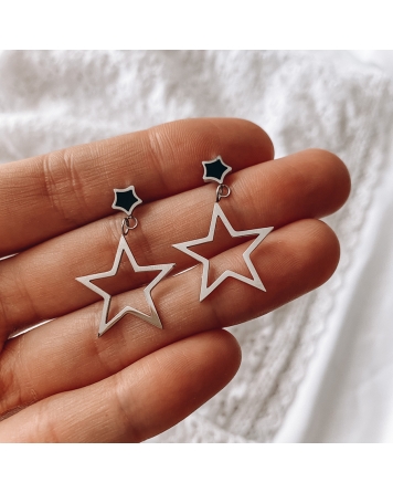 ( AR487 ) Aros Colgante Doble Estrella A.Q.