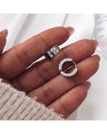 ( B136 ) Argollas de Acero Con Cristal