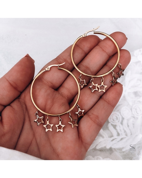 ( B726 ) Argollas con Estrellas 40mm A.D