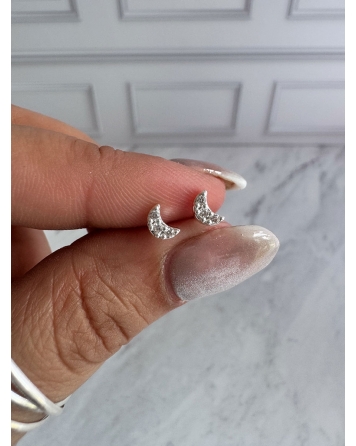 ( BA4213 ) Aro Luna con Cubic Acero Blanco