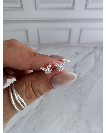 ( BA4218 ) Aro Mariposa con Cubic Acero Blanco