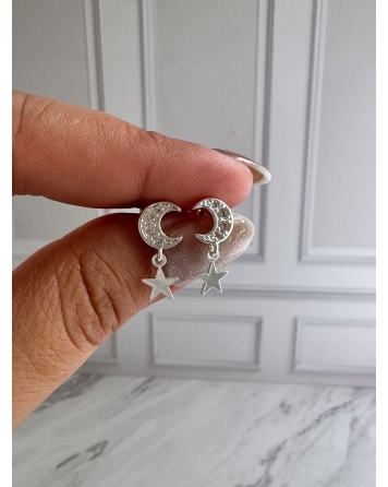 ( BA4223 ) Aro Luna con Estrella Acero Blanco
