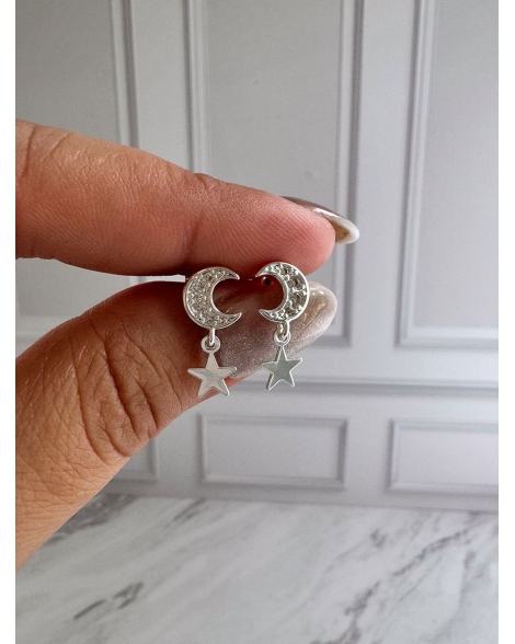 ( BA4223 ) Aro Luna con Estrella Acero Blanco