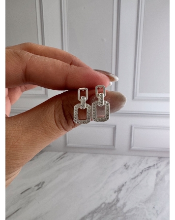 ( BA4225 ) Aro Cuadrado con Cubic Acero Blanco