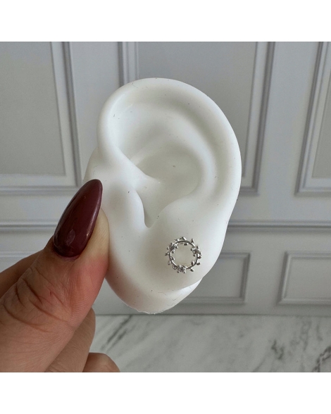 ( BA4231 ) Aro Círculo con Cubic Acero Blanco