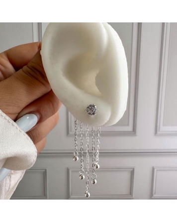 ( BA507 ) Aros Lluvia con Cristales Acero Blanco