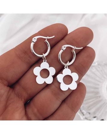 ( BB134 ) Argollas con Flor A.B