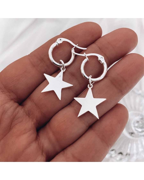 ( BB136 ) Argollas con Estrella A.B