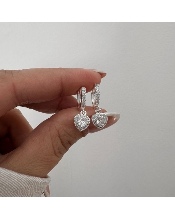 ( BB158 ) Argollas Italiana con Micropave Corazón A.B.