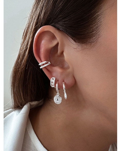 ( BB158 ) Argollas Italiana con Micropave Corazón A.B.