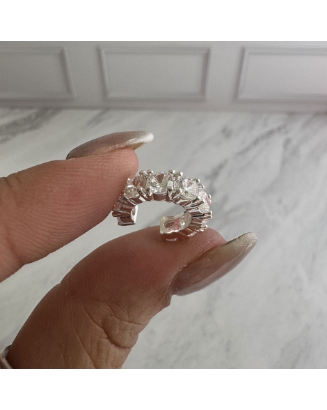 ( BB212 ) Cuff Individual con Cubic Acero Blanco