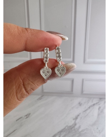 ( BB223 ) Par Argolla con Cubic 12MM Acero Blanco