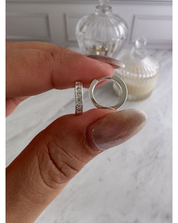 ( BB234 ) Par Argolla con Cubic 13MM Acero Blanco