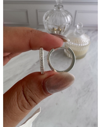 ( BB239 ) Par Argolla con Cubic 19MM Acero Blanco
