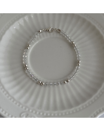 ( BP128 ) Pulsera con Cristales Transparentes Acero Blanco