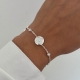 ( BP478 ) Pulsera con Trebol Nacar Acero Blanco