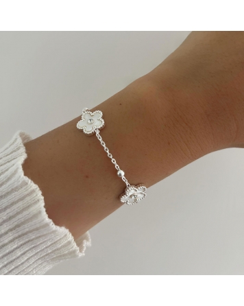 ( BP486 ) Pulsera Con Flor Acero Blanco