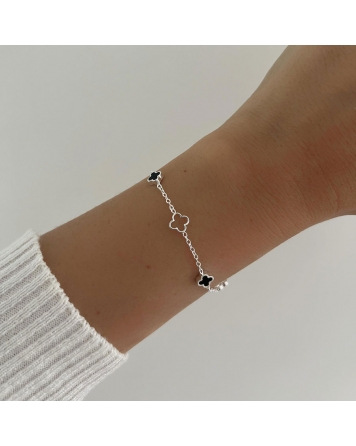( BP488 ) Pulsera Con Trebol Acero Blanco