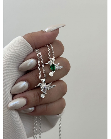 ( BS436 ) Collar con Manito de Fatima con cubic Acero Blanco