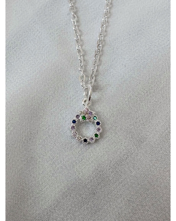 ( BS437 ) Collar con Circulito de cubic Acero Blanco