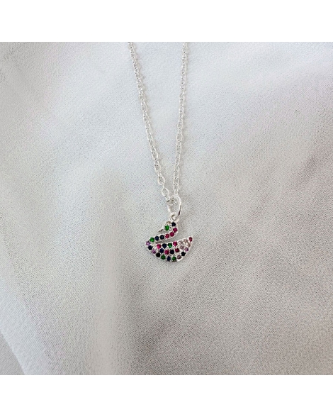 ( BS438 ) Collar con Cizne de cubic Acero Blanco