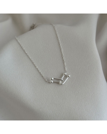 ( BS449 ) Collar con Eslabones Acero Blanco