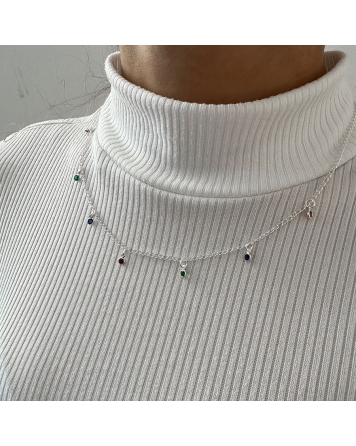 ( BS451 ) Collar con Cubic Acero Blanco