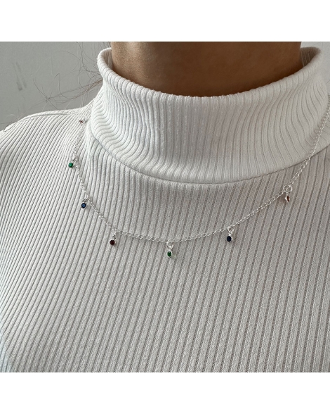 ( BS451 ) Collar con Cubic Acero Blanco