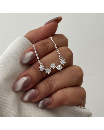 ( BS453 ) Collar con Cristal Acero Blanco