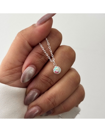 ( BS454 ) Collar con Cristal Acero Blanco