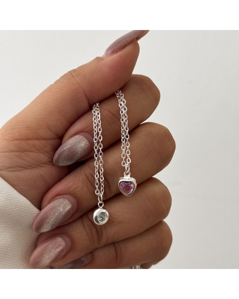 ( BS454 ) Collar con Cristal Acero Blanco