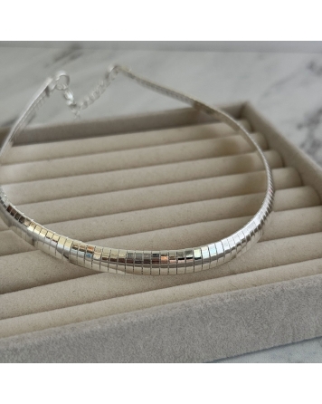 ( BS457 ) Collar Plana de Acero Blanco
