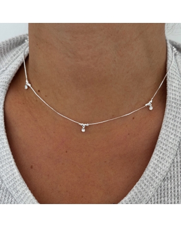 ( BS472 ) Collar con Cubic Acero Blanco