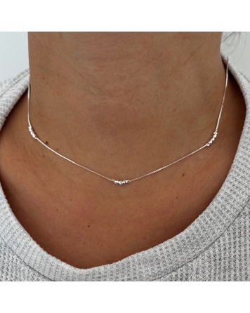 ( BS475 ) Collar con Bolitas Acero Blanco
