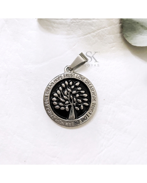 ( D423 ) Dije Arbol de Vida Acero negro(D423)