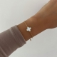 ( DP427 ) Pulsera Trebol Nacarado Acero Dorado