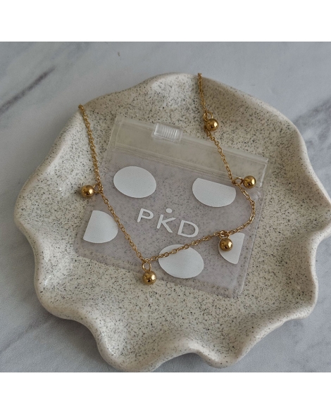 ( DS447 ) Collas con Bolitas  x45  Acero Dorado