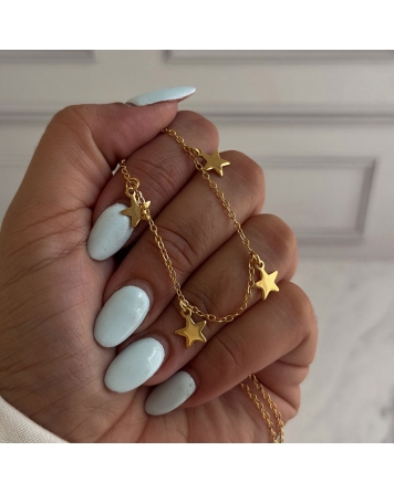 ( DS448 ) Collas con Estrellas x45  Acero Dorado