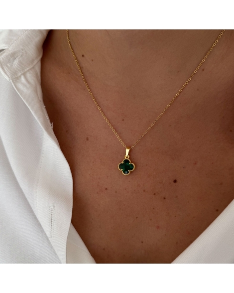 ( DS450 ) Collar con Dije Van Cl. de Cubic Verde Acero Dorado