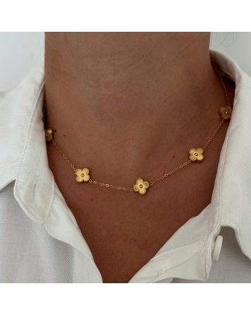 ( DS453 ) Collar con Dije Van Cl. de Cubic Dorado Acero Dorado