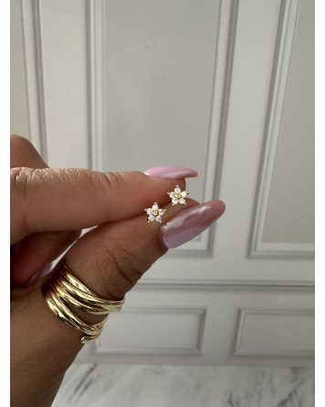 ( GAR125 ) Par de aros Flor Gold