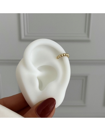( GAR141 ) Aro Cuff BolitasIndividual Acero Dorado