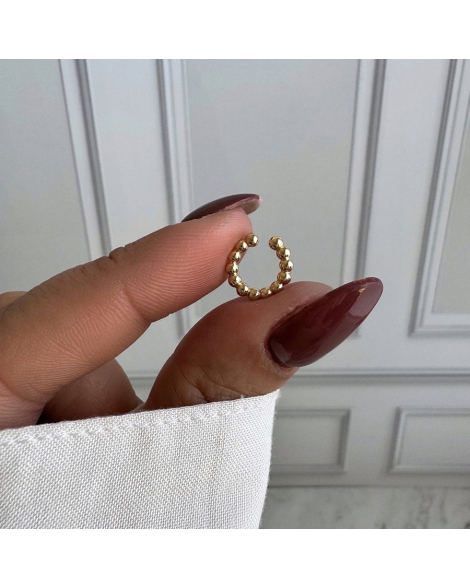 ( GAR141 ) Aro Cuff BolitasIndividual Acero Dorado
