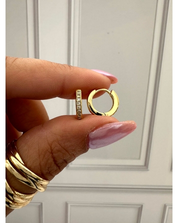 ( GB131 ) Par Argolla con Cubic 12,5MM Gold