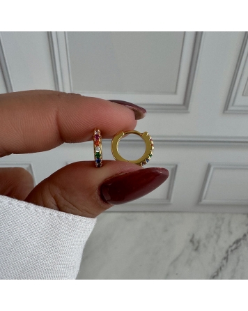( GB134 ) Par Argolla con Cubic Multicolor Gold