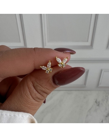 ( GB141 ) Par Mariposa con Cubic Gold