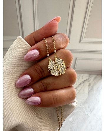 ( GS119 ) Collar con Corazones con Cubic GOLD